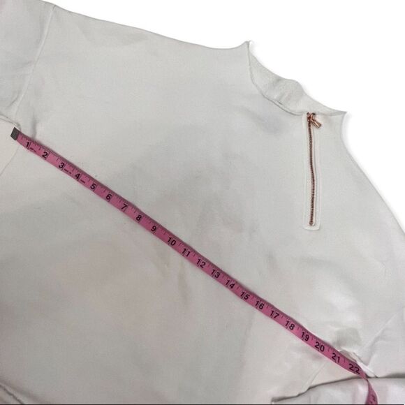 Lime & Vine White Rose Gold Zipper Cropped Sweatshirt - Picture 10 of 11